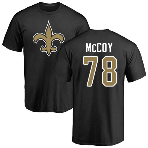 Men New Orleans Saints Black Erik McCoy Name and Number Logo NFL Football #78 T Shirt->new orleans saints->NFL Jersey